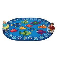 6803 Fishing for Literacy Classroom Counting Rug 3ft 10ft x 5ft 5ft Oval Blue picture