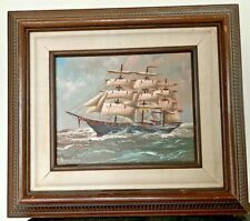 Certified Donna Innis Clipper Sail Ship Seascape Boat Oil Painting Canvas Framed picture
