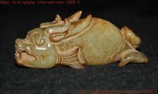 China hetian Jade carved fengshui wealth lucky animal Arowana Dragon Fish statue picture