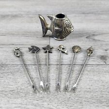 Vintage GANZ Fish Cocktail Pick Set  Of 6 Made In Spain picture
