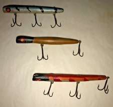 OOAK Antique Vintage Lot of 3 Fishing Lures Handmade FOLK ART Painted Beautiful picture