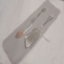 Bristol Plate OLIVE c1870 fish serving knife & cake saw decorated blades picture