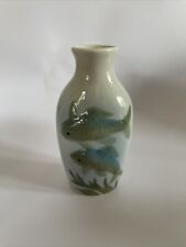 Old Chinese Eggshell Porcelain Miniature Vase Snuff Bottle Carp fish design picture