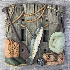 Fishing Themed Ceramic Light Switch Cover (double) Trout Fish picture