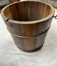 Vintage Wooden Ice Cream Bucket, Bail handle, Slat Sides, Banded, Farmhouse  picture
