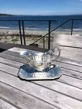 Large Antique Silver Plate Gravy Boat with unattached plate picture