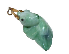 ANTIQUE ART DECO CHINESE CARVED JADE LUCKY GOLDFISH PENDANT DROP FISH CHARM picture