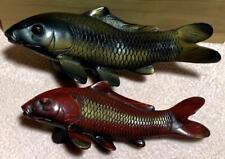 Carp Fish Metal statue 11.8 & 9.8 inch Width Metalwork Figurine Japanese picture