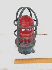 Ship / Boat Maritime Brass Light / Signal Cage With Fancy Ribbed Red Glass Globe picture