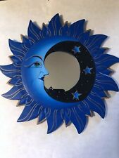 VTG MOON & STARS MIRROR 12” Hand Carved & Painted NEW GRAY by Wendy Aston Martin picture