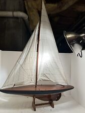 Vintage Wooden Simple Large Yacht. Hand built/painted 27 x 39 x 6 Inches picture