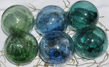 Japanese Glass Floats Drama-in-a-Half-Dozen Deep Green/Blue/Teal 3-3.5