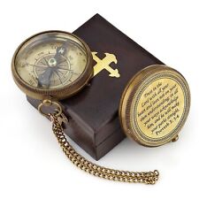 Brass Compass Gift with Display Box - Engraved Scripture Prayer Compass Relig... picture