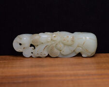 Chinese Natural Hetian Jade Hand-carved Exquisite Boy&Fish Statue 7230 picture