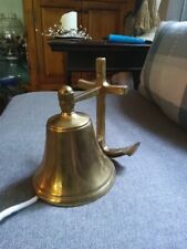Nautical Antique Finish Brass Bell with Anchor Ship Boat Wall Mount Decor Bell picture