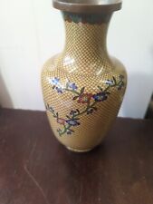 Vintage Chinese Fish Scale Bronze Enamel  Cloisonne Floral Vase picture