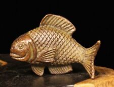 5.6CM Rare Old China Bronze Fengshui Fish Carp Lucky Sculpture picture