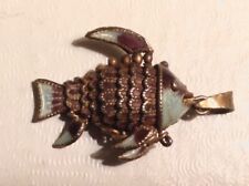 Antique Chinese Export Articulated Gilt Silver Fish Pendant cd picture