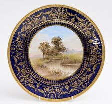 Antique Wedgwood China Hand Painted Dessert/Cabinet Plate Winding Stream Scenic picture