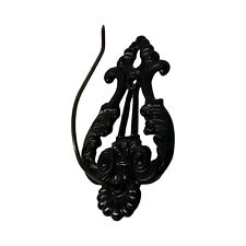 Vintage Antique Victorian Black Cast Iron Wall Receipt Holder Note Nail Hook picture