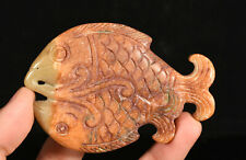 8.5CM China Hongshan Culture Old Jade Carved Fengshui Fish Beast Amulet Pendant picture