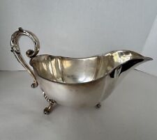 Silver Plated Gravy Boat 4-Footed Saucière Ornate Heavy Sauce Boat Vtg Oval Shap picture