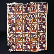 Vintage Medieval Times Tapestry 47x50” Historical Knights Horses Jousting Boat picture