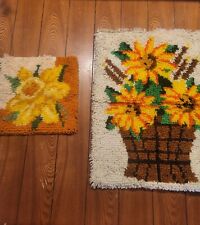 Vintage Handcrafted Latch Hook Rugs -Cottagecore,Set of 2, 24X18, 12X12 picture