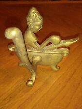 Vintage Solid Brass Wall Hook Lady In Old Fashioned Clawfoot Tub  picture