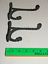 Vintage Pair Double Coat Hook Rustic Heavy Cast Iron 5 inch Ball End picture