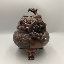 China Antique Collection Fish Leap Dragon Gate Double Dragon Incense Burner picture