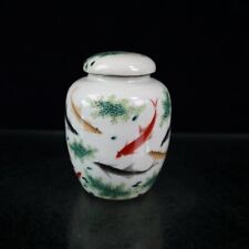 3.9'' Chinese Ancient Famille Rose Porcelain Fish Pattern Lid Jar Pot Tank picture