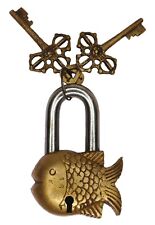 Small Fish Shape Door Lock Antique Style Brass Handmade Padlock with Working Key picture