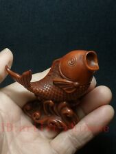 Japanese boxwood hand carved lovely Fish Figure statue netsuke collectable gift picture