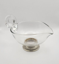 Beautiful Vintage Sterling Silver Footed Glass Gravy Boat picture