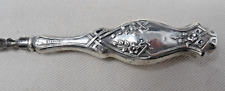 Antique Sterling Silver Handle Ornate Floral Design Button Hook 7 3/4