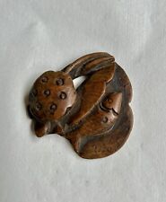 19th Century Chinese Burl Wood Toggle of a Fish and Lotus Pod on Lotus Leave picture