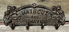 HAIRCUT AND A SHAVE 25Â¢ 4-Hook Cast Iron Rack, 13â€� long by 4.5â€� tall picture
