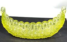 Victorian Vaseline Uranium Glass Daisy and Button EAPG Boat Dish picture