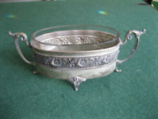 Antique EPNS Condiment 'Boat' w/ Glass Inner, Handles picture