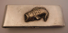 Vintage BIG MOUTH BASS FISH Sterling Silver Money Clip Handmade Arizona NICE picture