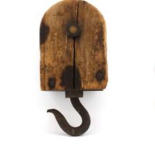 Vintage Wood Pulley Block & Tackle with Hook Primitive  picture