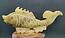 Hetian Jade Hongshan Culture Ancient Sacred Fish Sculpture Chinese Crafts picture