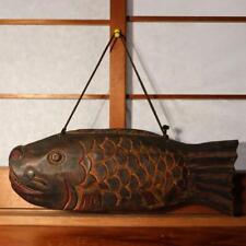 Japanese wooden Kaiban Drum Mokugyo Jizai kagi carp Fish Gyoban Buddhism JZI102 picture