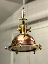 MARITIME ANTIQUE SOLID BRASS & COPPER MARINE CEILING PENDANT LIGHT WITH HOOK picture