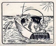 Boat Fishing Humor Our on the Lake Original News Cartoon Ink Sketch Drawing picture