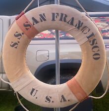 WWI 1914-1919 S.S. SAN FRANCISO U.S.A. SHIP BOAT CANVAS LIFE RING PRESERVER BUOY picture