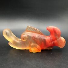 Old China Hongshan Culture Red Crystal Hand-Carved Fish Statue,#605 picture