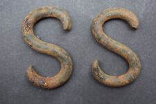 Pair Of Reclaimed Wrought Iron S hooks | 1.5 Inches Height | old vintage S hook picture