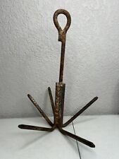 Vintage Rusted Hand Forged Metal Fisherman's 5 Prong Grappling Hook 14.5